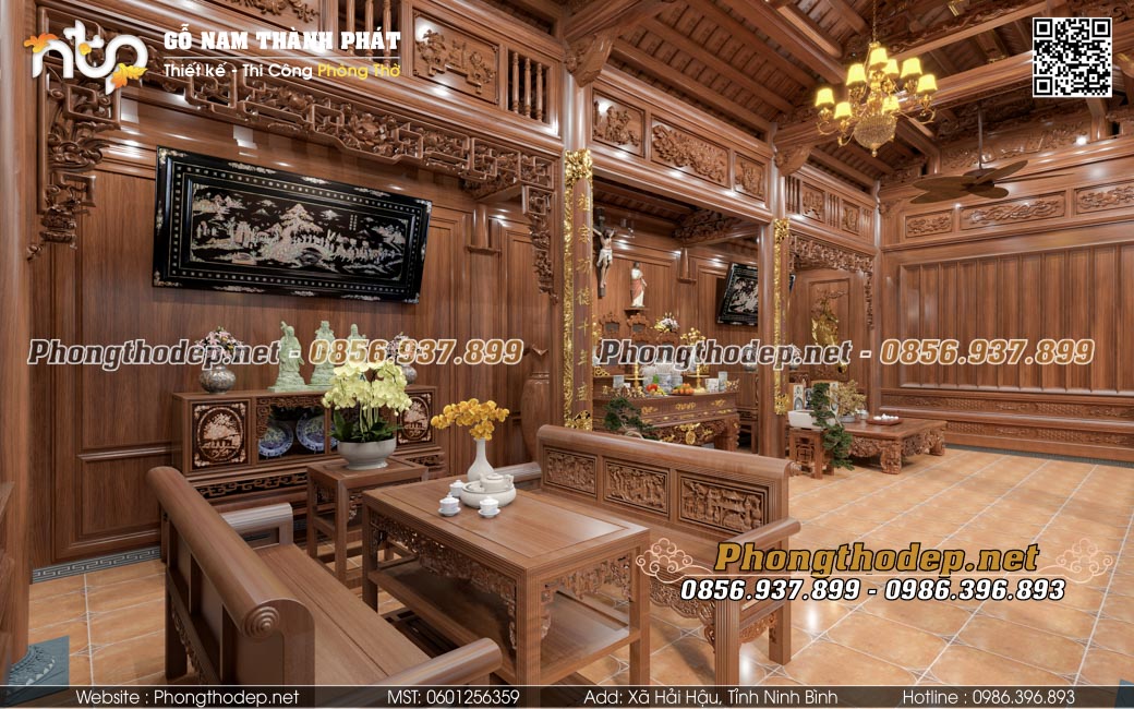 Nội thất 3 gain thờ công giáo tinh tế, ấm cúng